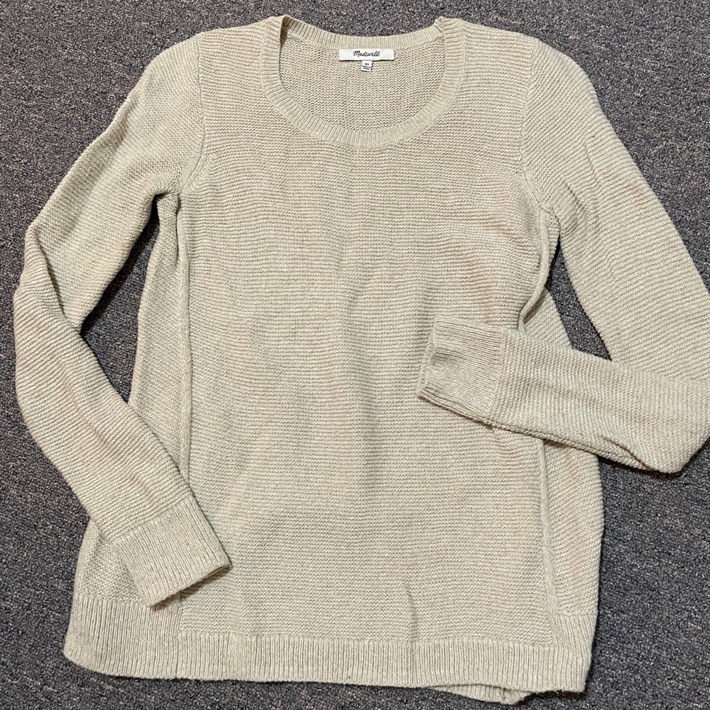 Madewell Beige Sweater - classic crew style